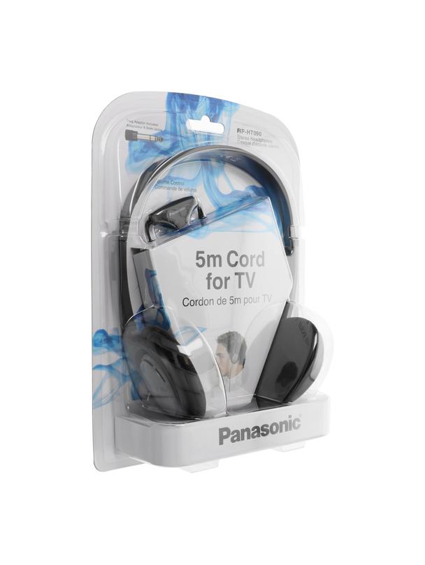 Słuchawki przewodowe (5m) do telewizora Headset TV PANASONIC RP-HT090E-H czarne