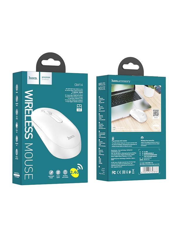 Myszka bezprzewodowa Hoco 2,4G 1200 dpi GM14 biała