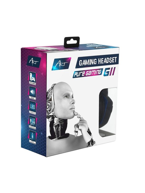 Słuchawki przewodowe nauszne Jack 3,5 mm / USB A Art gamingowe z mikrofonem G11 czarne