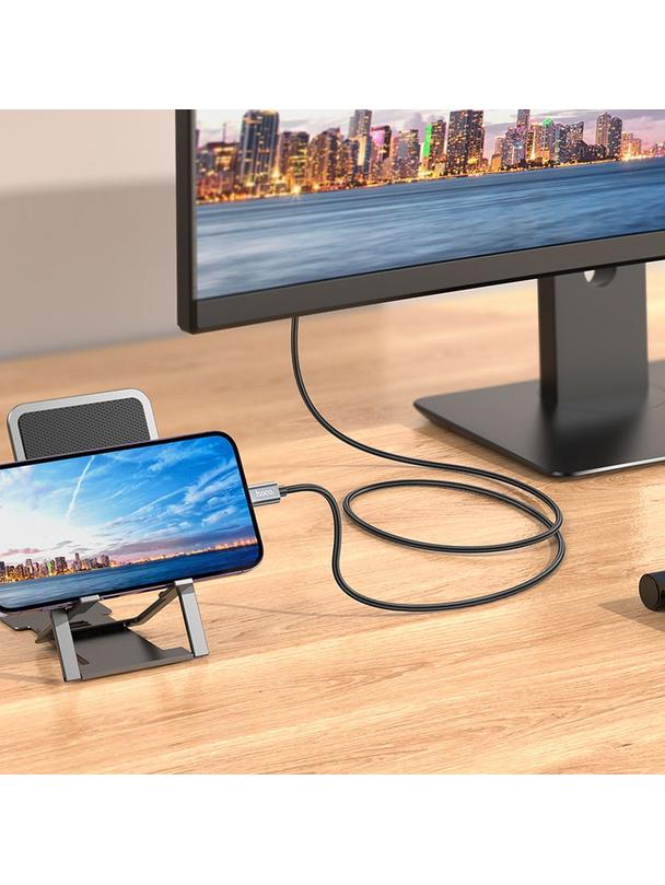 Kabel Lightning do HDMI Hoco 1080p 2 m UA27 stalowy szary