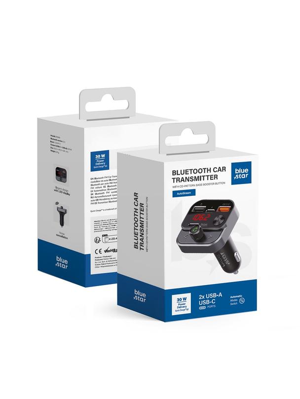 Transmiter samochodowy bluetooth Blue Star AutoStream QC3.0 30W BT84B czarny