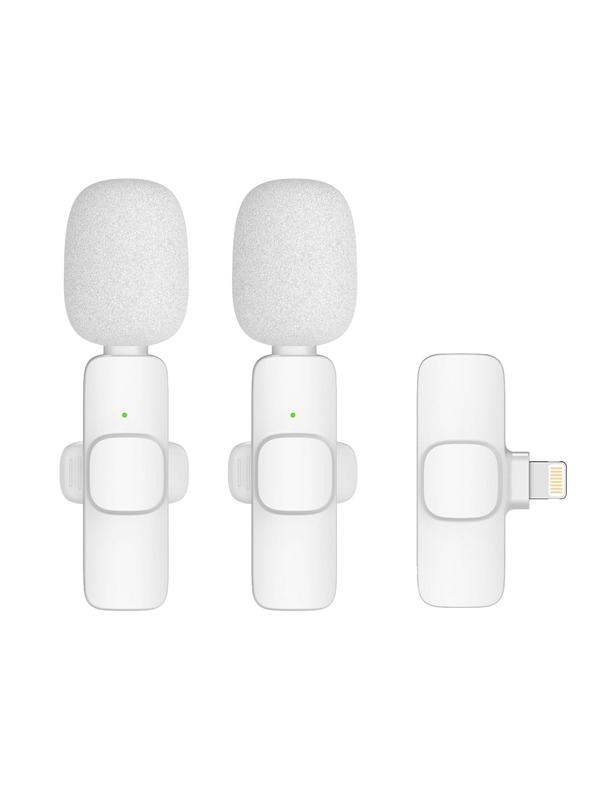 Mikrofon krawatowy bezprzewodowy Lightning podwójny (2 w zestawie) K1 biały
