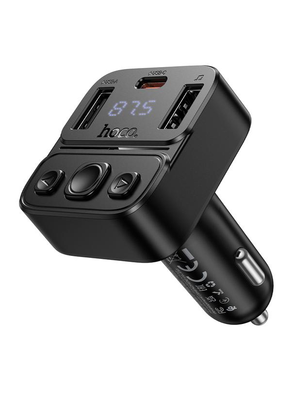 Transmiter samochodowy bluetooth Hoco USB A + USB C QC PD 35W E87 czarny