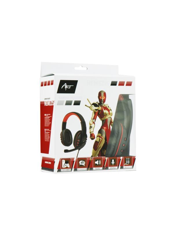 Słuchawki przewodowe nauszne Jack 3,5 mm Art gamingowe z mikrofonem Nemezis czarne