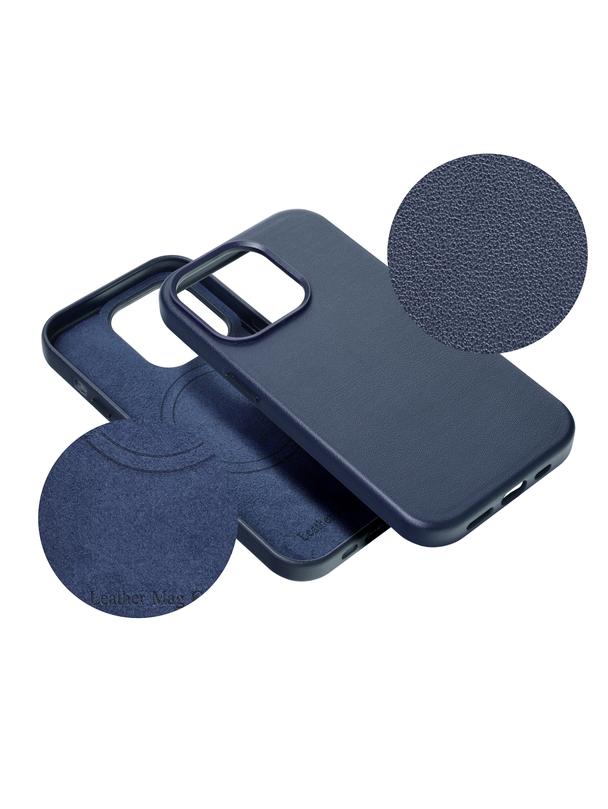 Futerał LEATHER MAG COVER kompatybilny z MagSafe do SAMSUNG S25 niebieski