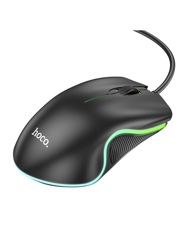 Myszka przewodowa Hoco USB A 1000 dpi z podświetleniem GM19 czarna
