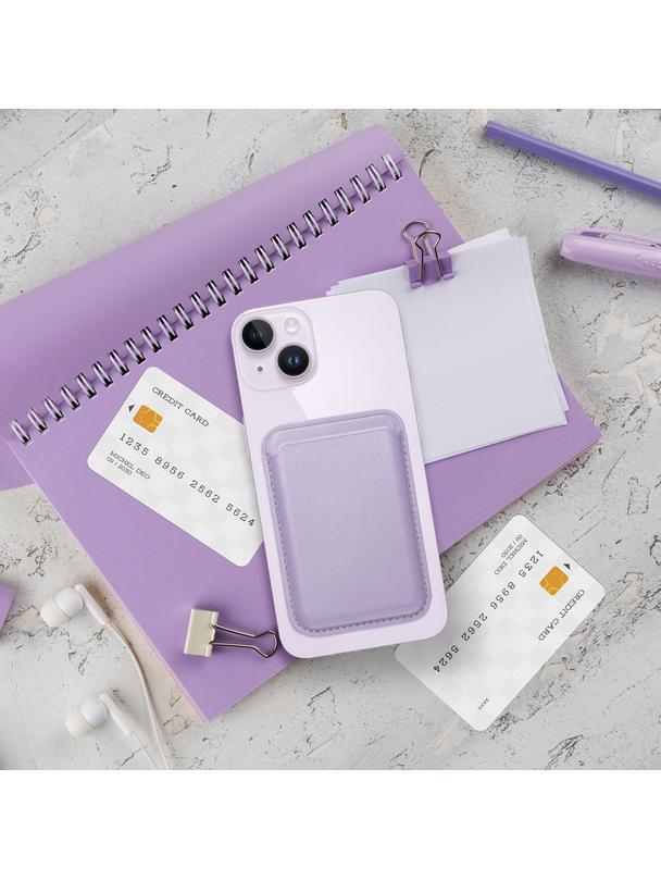 Portfel magnetyczny na karty LEATHER MAG WALLET kompatybilny z MagSafe  liliowy