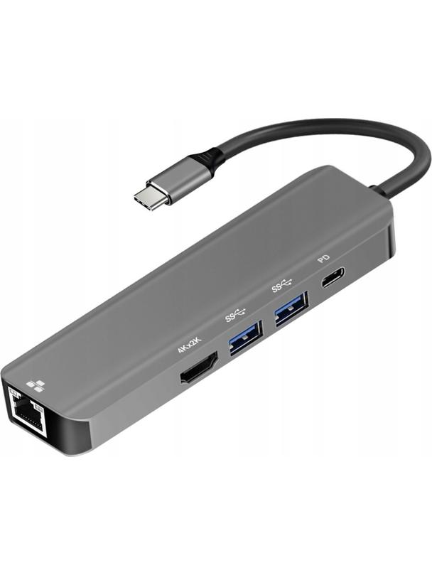 Adapter HUB 5w1 USB C ART OEM-C15-1 srebrny
