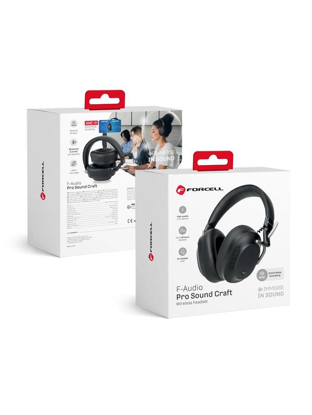 Słuchawki bezprzewodowe nauszne Forcell F-Audio Pro Sound Craft ANC czarne