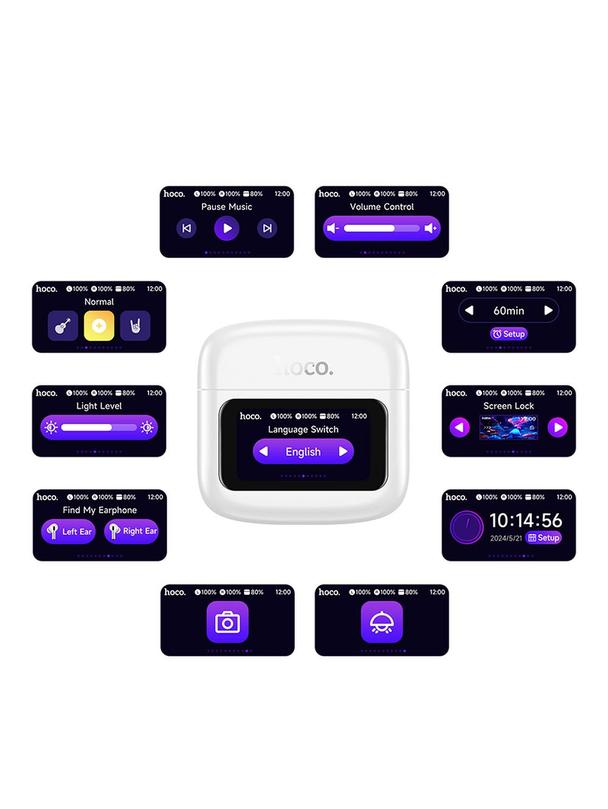 Słuchawki bezprzewodowe douszne Hoco z ekranem dotykowym TWS EQ14 białe