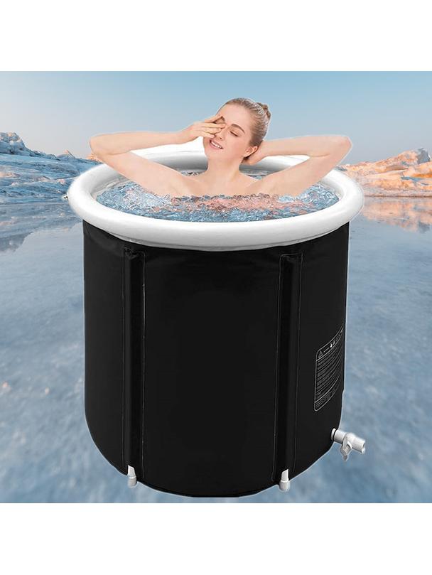 Składana przenośna dmuchana wanna balia do kąpieli morsowania 80 x 79 cm czarna