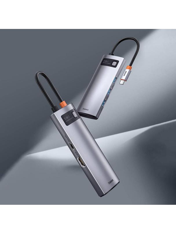 BASEUS adapter HUB 5w1 Typ C WKWG020013 0,15 m szary