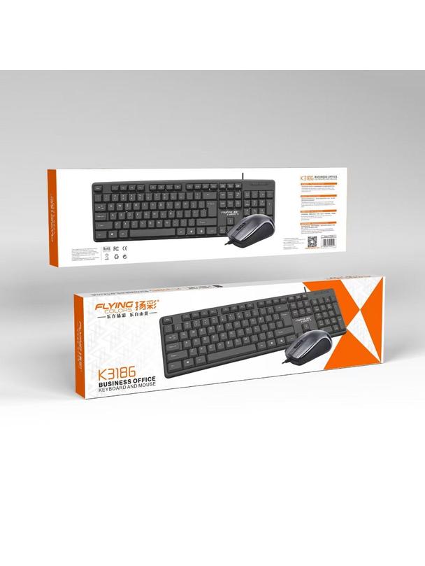 Zestaw klawiatura QWERTY + myszka przewodowy USB A K3186  U+U