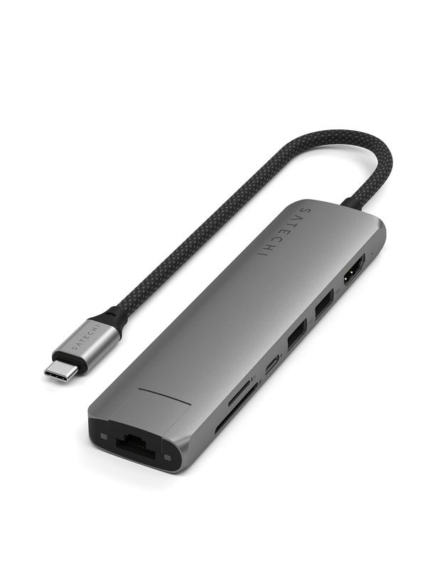 Adapter HUB 7w1 USB C Satechi Slim ST-P7SM szary