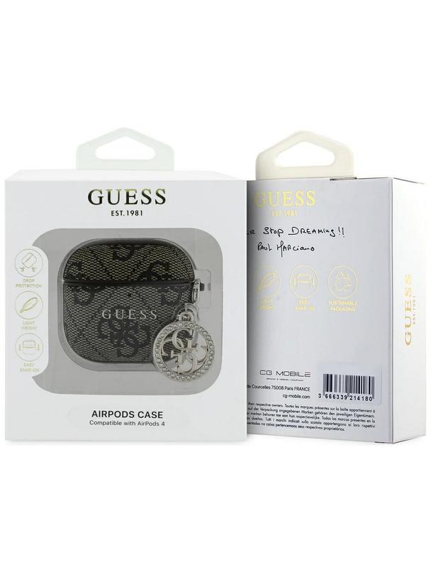 GUESS futerał do APPLE AirPods 4 GUA4P4E4CDW (PU 4G W/ Strass Charm) brązowy