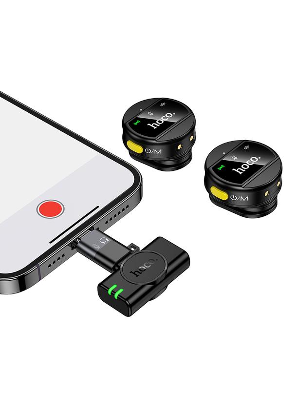 Mikrofon bezprzewodowy 2w1 Lightning / USB C Hoco L22 czarny