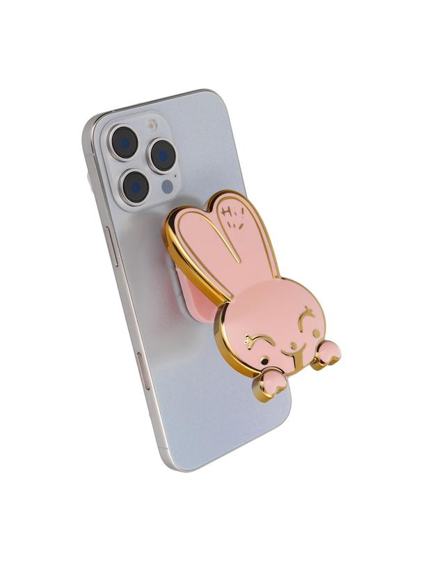 Stojak na telefon KRÓLICZEK - naklejany - różowy