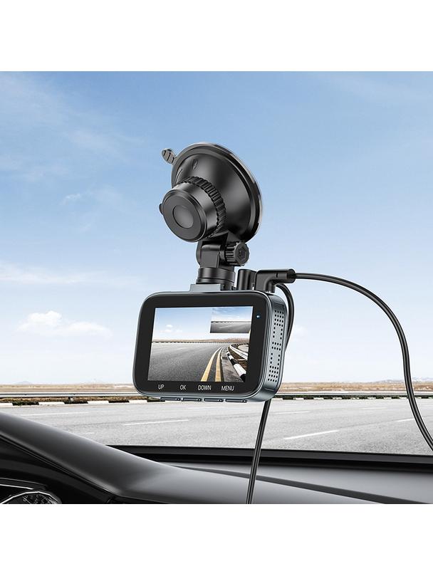 Kamera samochodowa Hoco z wyświetlaczem 3" 1080P/30fps + kamera tylna 720P/25fps DV6  stalowo szara