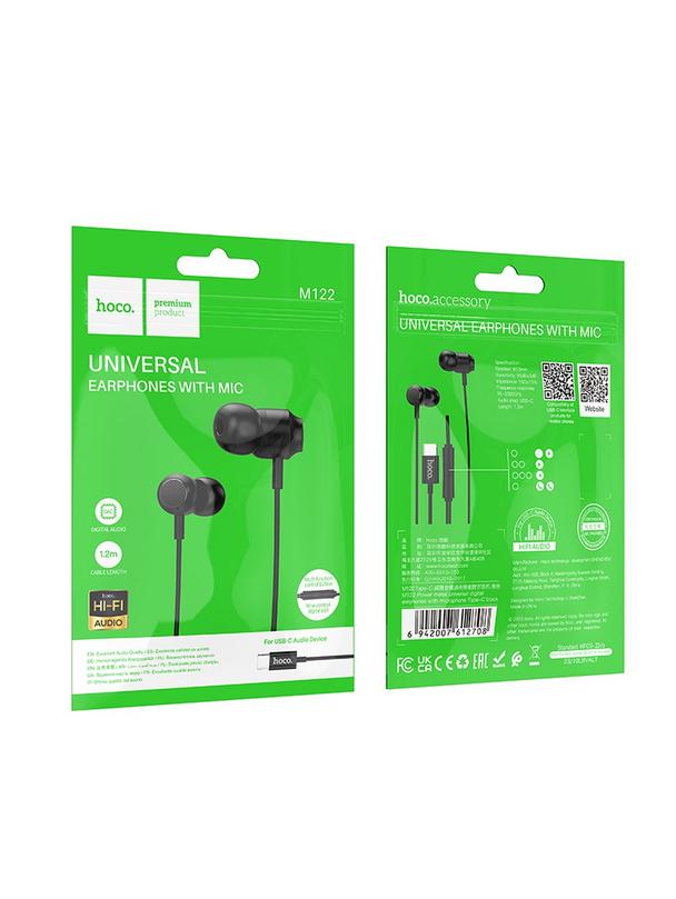 Słuchawki przewodowe douszne USB C Hoco M122 czarne