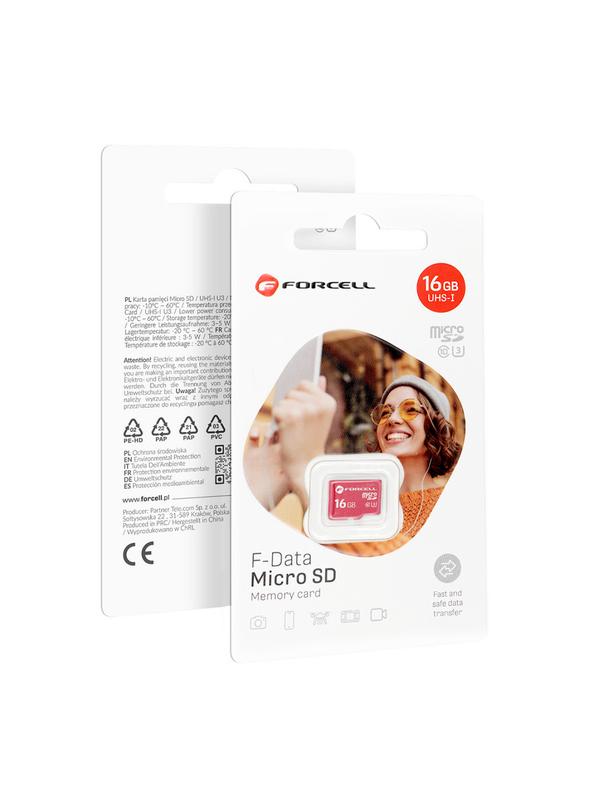 Karta microSD 16GB U3 class 10 Forcell F-Data czerwona