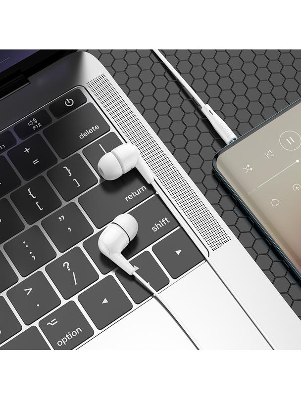 Słuchawki przewodowe douszne USB C Hoco M97 białe