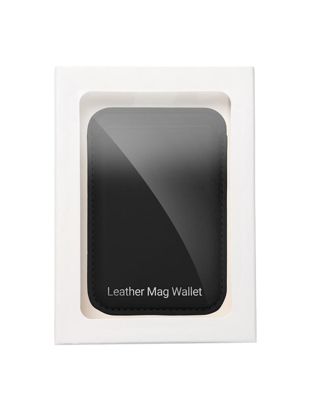 Portfel magnetyczny na karty LEATHER MAG WALLET kompatybilny z MagSafe  czarny