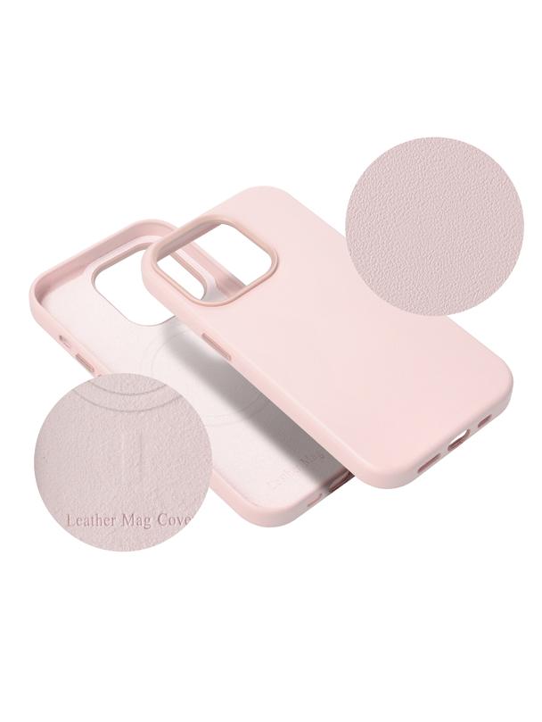 Futerał LEATHER MAG COVER kompatybilny z MagSafe do IPHONE 15 Pro różowy
