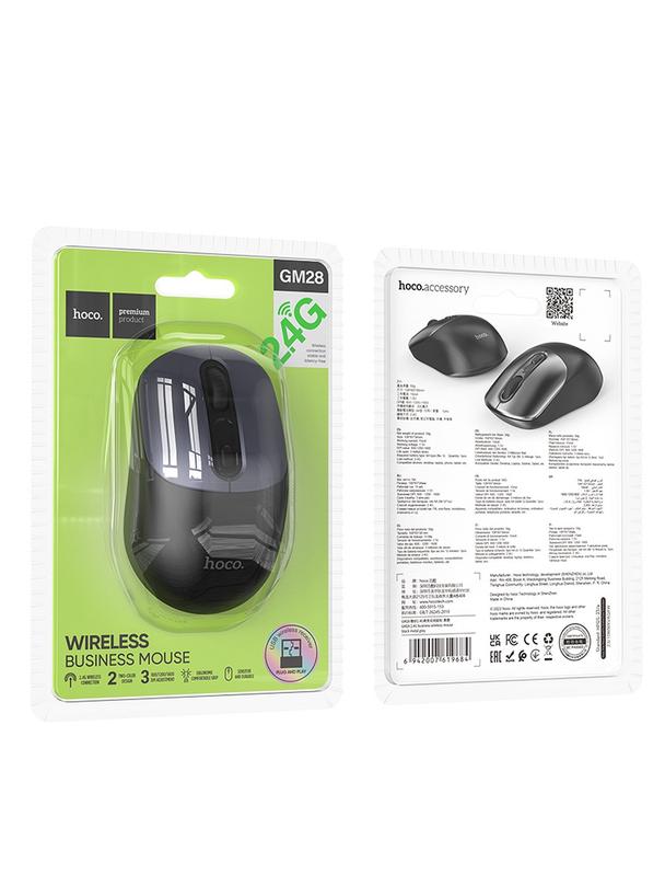 Myszka bezprzewodowa Hoco 2.4G 1600 dpi GM28 czarno szara