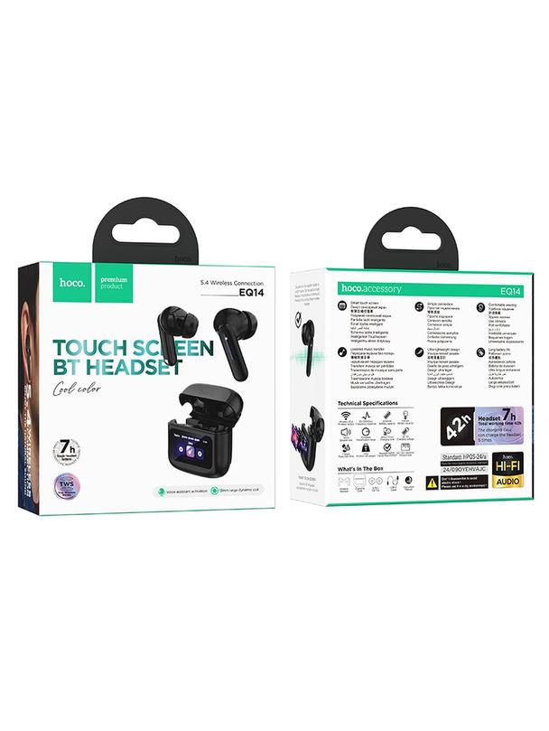 Słuchawki bezprzewodowe douszne Hoco z ekranem dotykowym TWS EQ14 czarne