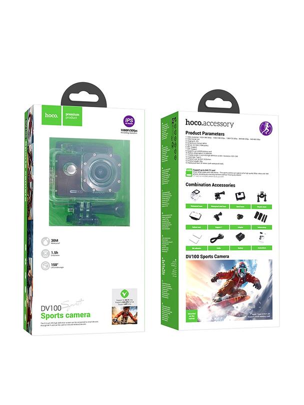 Kamera sportowa Hoco z wyświetlaczem 2" 1080P/30fps DV100 czarna