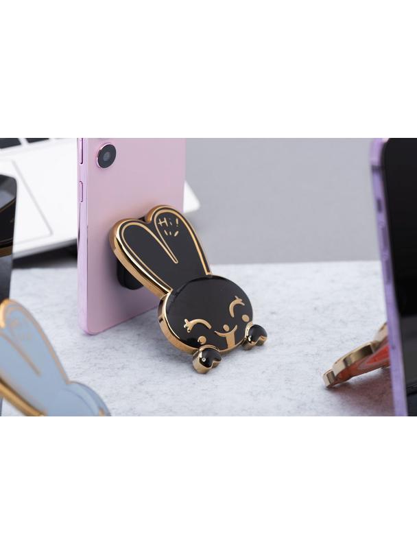 Stojak na telefon KRÓLICZEK - naklejany - czarny