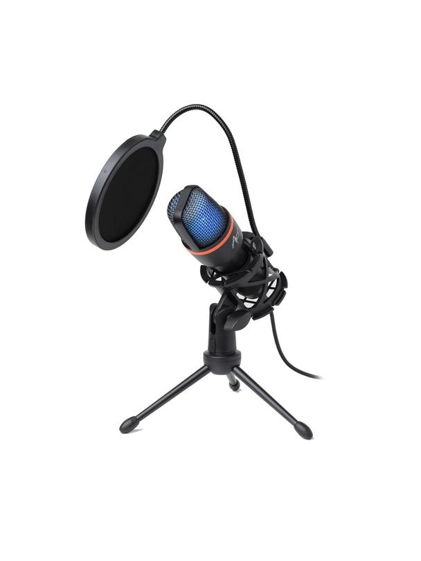 Mikrofon pojemnościowy Art z membraną stojący podświetlany tripod AC-02 czarny