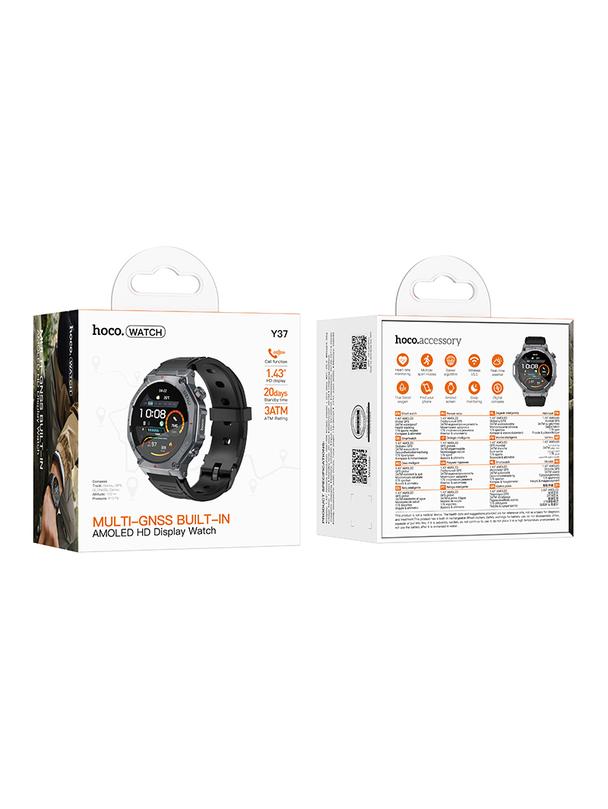 Smartwatch Hoco 1,43" AMOLED GPS z funkcją rozmowy Y37 czarny