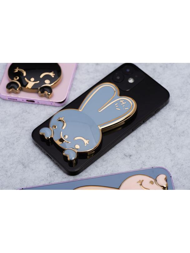 Stojak na telefon KRÓLICZEK - naklejany - niebieski