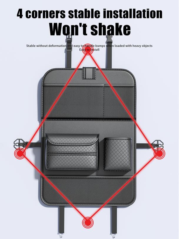 Organizer samochodowy na fotele przednie składany z przegródkami D03-B czarny