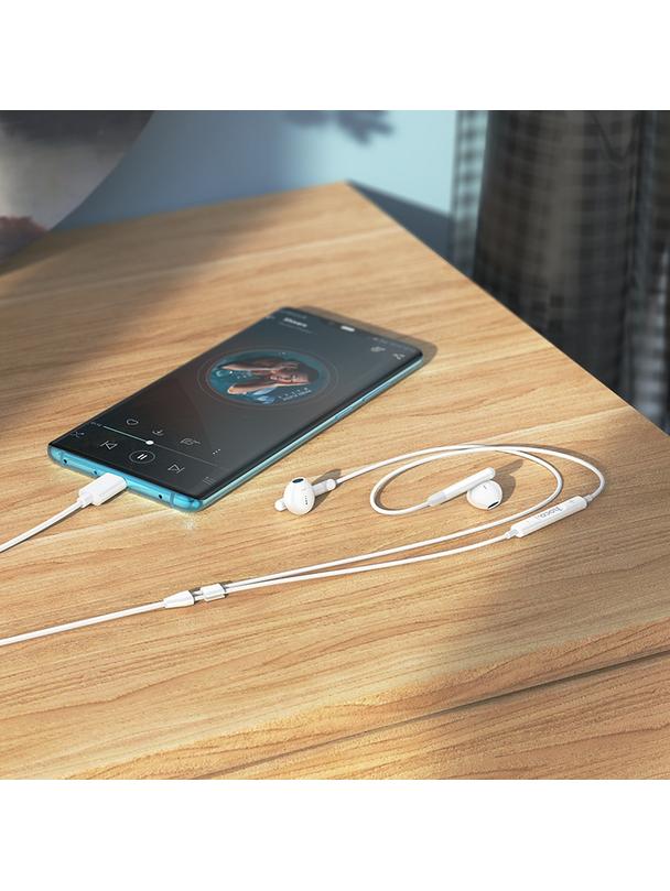 Słuchawki przewodowe douszne USB C Hoco M93 białe