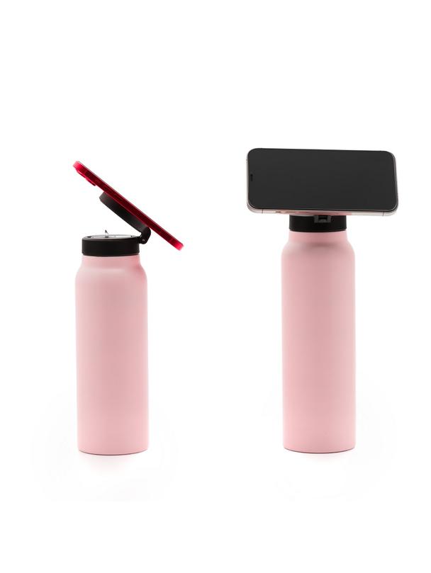Butelka / bidon na wodę metal z uchwytem kompatybilnym z Magsafe 950ml różowy
