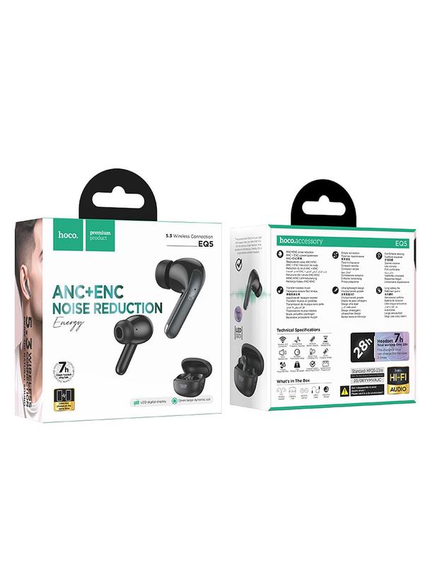 Słuchawki bezprzewodowe douszne Hoco TWS ANC + ENC EQ5 czarne