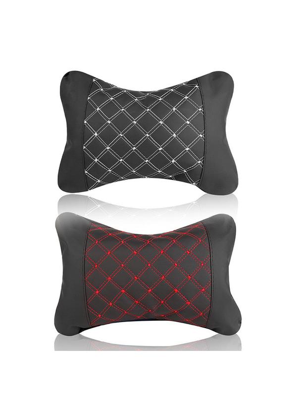 Poduszka na zagłówek do samochodu z przeszyciem czarno czerwona