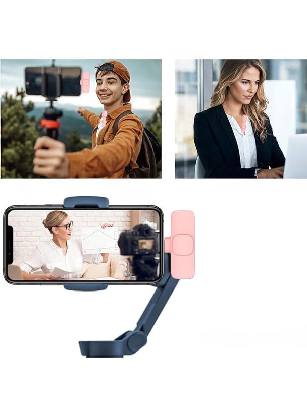 Mikrofon krawatowy bezprzewodowy Lightning podwójny z długim włosiem (2 w zestawie) K1 różowy