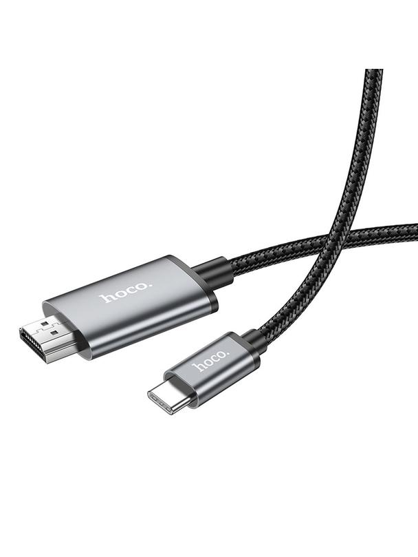Kabel USB C do HDMI Hoco 4K 30Hz 2 m UA27 stalowy szary