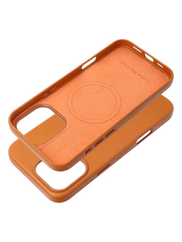 Futerał LEATHER MAG COVER kompatybilny z MagSafe do IPHONE 16 Pro Max pomarańczowy