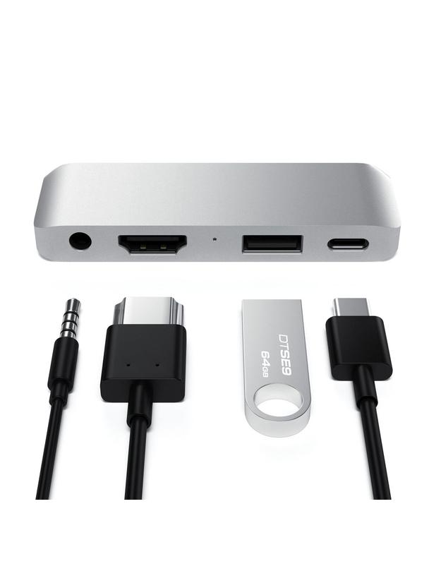 Adapter HUB 4w1 USB C Satechi Mobile Pro Hub ST-TCMPHS srebrny
