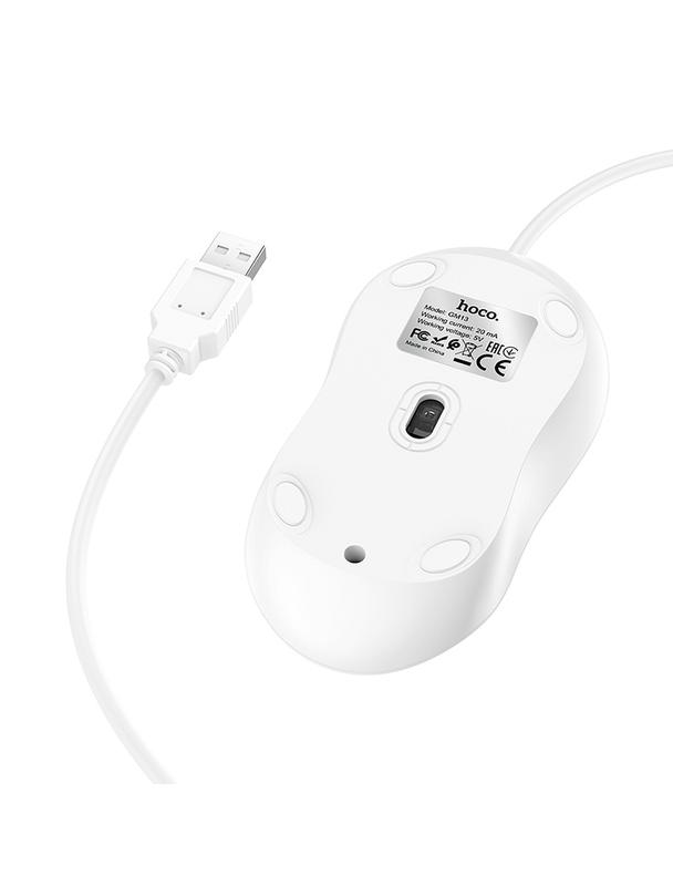 Myszka przewodowa Hoco USB A 1600 dpi GM13 biała