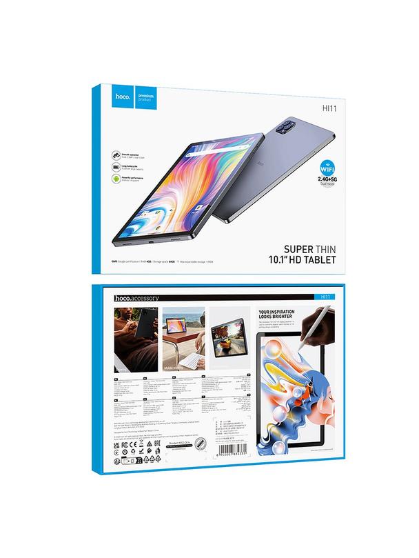 Tablet 10,1" 4GB/64GB Hoco HD Wi-Fi Android 14 HI11 szary