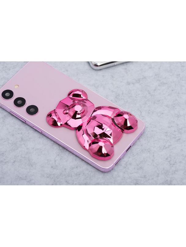 Stojak na telefon MIŚ - naklejany - różowy