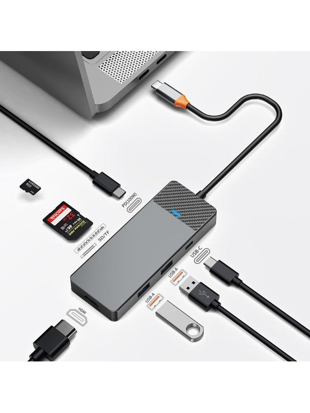 WiWU - HUB A721HD USB3.1x2+PD(100W)+USB-C(3.1)+ SD/TF(3.0)+HDMI (4K60HZ)