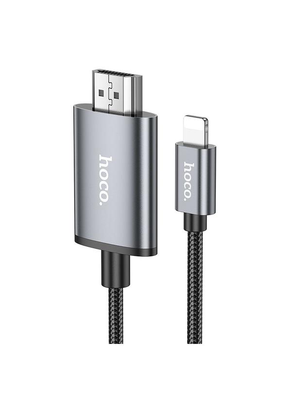 Kabel Lightning do HDMI Hoco 1080p 2 m UA27 stalowy szary