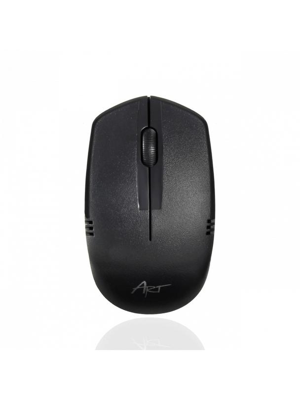 ART bezprzewodowy zestaw klawiatura QWERTY + myszka + podkładka 2,4G AK-48A czarny