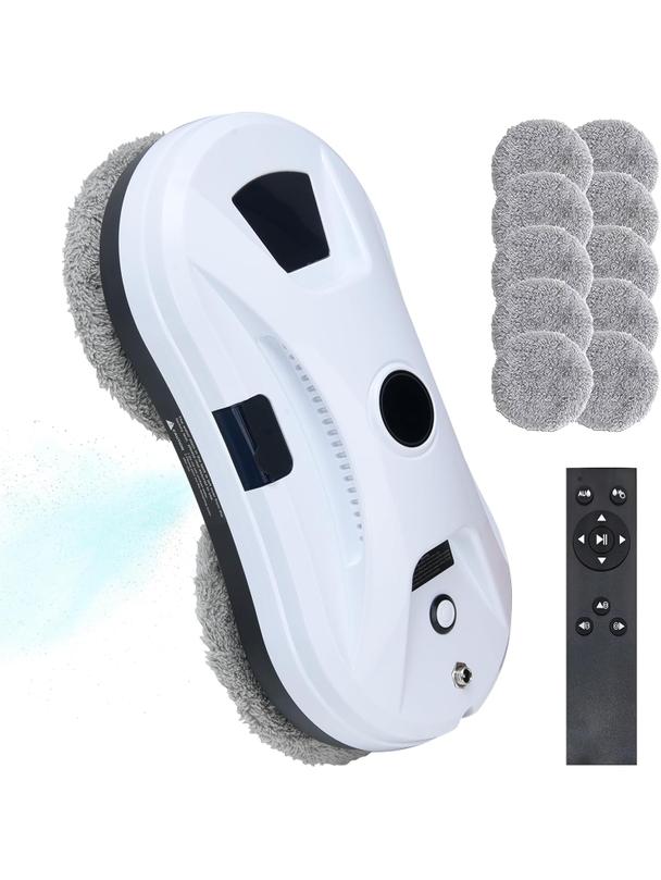 Robot do mycia okien z dyszą wodną sterowany pilotem biały